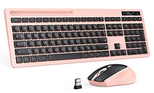 Load image into Gallery viewer, Wireless Keyboard and Mouse Combo - Keyboard with Phone Holder, VIVEFOX 2.4GHz Silent USB Wireless Keyboard Mouse Combo , Full-Size Keyboard and Mouse for Computer, Desktop and Laptop (Pink)