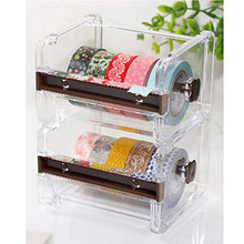 Load image into Gallery viewer, 2pcs HomDSim Washi Tape Dispenser Cutter,Roll Tape Holder Organizer,Masking Tape Desktop Tape DIY Sticker Roll Tape Cutter Holder Storage,Washi Tape Box Brown